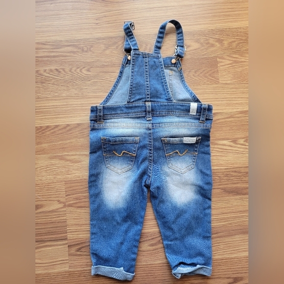 7 For All Mankind Baby Girl Denim Overalls Size 12M - Picture 7 of 7